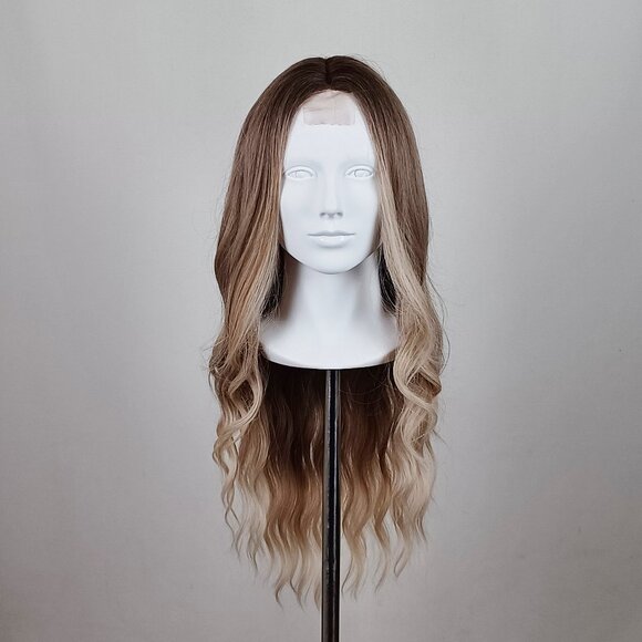 Dirty Blonde Shadow Roots Lace Front Long Wavy Wig - Picture 12 of 12